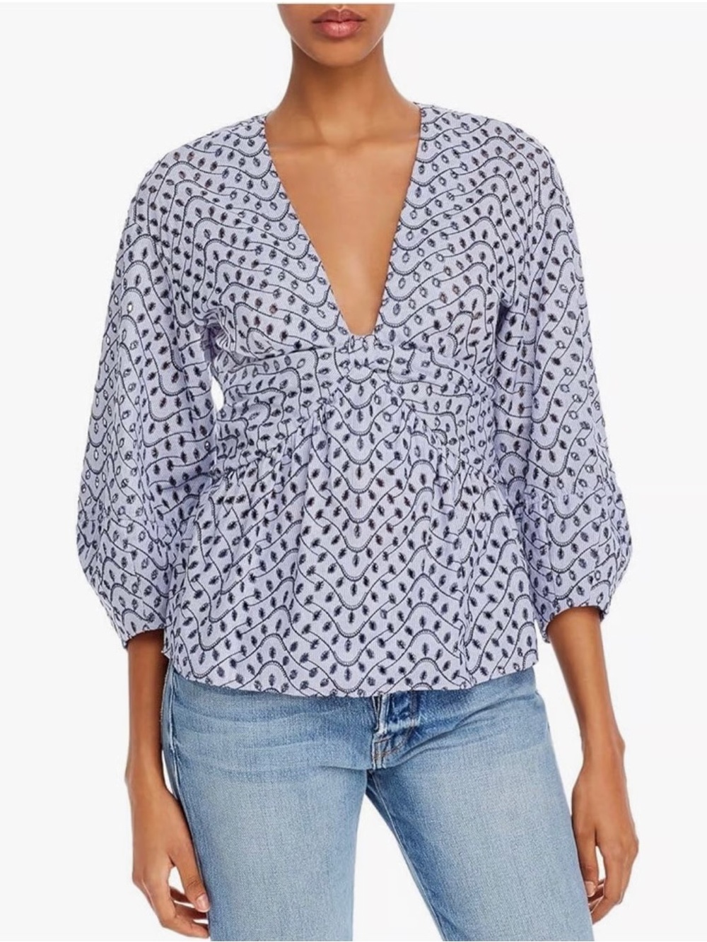 Derek Lam 10 Crosby Cotton Eyelet Blouse Size Small